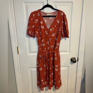 Universal Thread Rust Floral Button-Front Dress